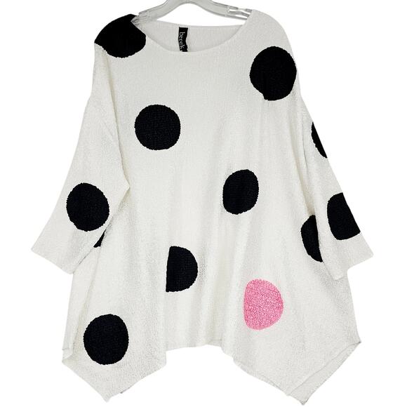 Berek Oversized White & Black Dot Tunic Top Blouse Women's Plus size 2 2x 3709 - Picture 1 of 9